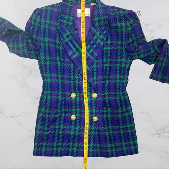 Dana Buchman Vintage 100% Wool 80's Colorful Plaid Suit Jacket Blazer Size 6 - Picture 4 of 9
